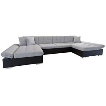Sofá rinconero Comfivo 155, gris, con función de descanso y caja de ropa de cama, dimensiones 360x160x75cm