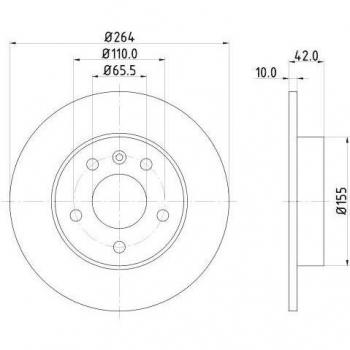 HELLA 8DD 355 106-111 Disco de freno - 52433PRO - revestido