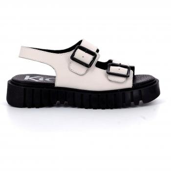 Kickers Falk Women's and Girls' Soft Cow Leather Sandals, White