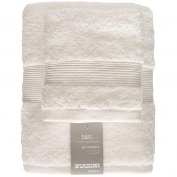 Zucchi Solotuo - Set de toallas de rizo de 2 unidades, 1 toalla de invitados de 40 x 60 cm + toalla de 60 x 110 cm, 100% rizo de algodón puro de 560 g/m² NATURALE - 1634