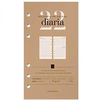 CHARUCA Recambio agenda 2022. Vista diaria. A6, varios