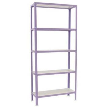 Estantería metálica HOMECLICK WOOD 5 Estantes, sin tornillos, color violeta/blanco, dimensiones 1800x800x300 mm, 5 alturas, bandeja de madera, estilo industrial