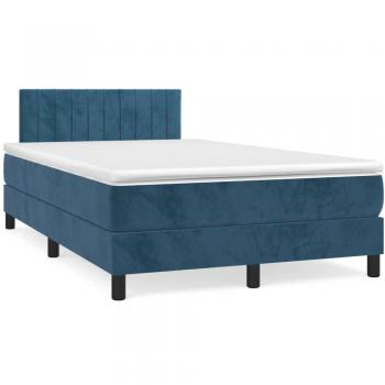 Cama box spring con colchón terciopelo azul oscuro 120x190 cm vidaXL
