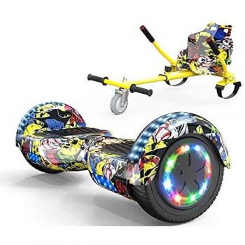 COLORWAY Hoverboard Hover Scooter Board 6,5 con Asiento Kart con Ruedas de Flash LED, Patinete Eléctrico Altavoz Bluetooth y LED, Autoequilibrio de Scooter Eléctrico
