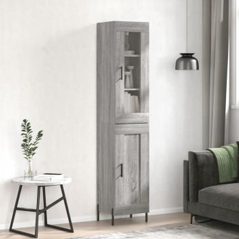Aparador alto de madera contrachapada gris Sonoma 34,5x34x180 cm