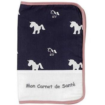 KINOUSSES - Funda para cuaderno de salud de bebé - Licorne - Jersey de algodón suave - Regalo de nacimiento - Unisex niño y niña