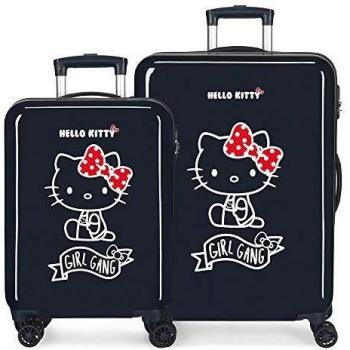 Hello Kitty Girl Gang Juego de Maletas Azul 55/68 cms Rígida ABS Cierre combinación 97L 4 Ruedas Equipaje de Mano