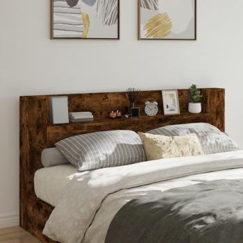 Cabecero de cama con LED roble ahumado 200x16,5x103,5 cm Vidaxl Marrón