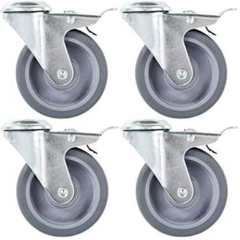 vidaXL 32x Ruedas Giratorias Agujero Pasador Frenos Dobles con Diámetro 100mm Muebles Bancos Trabajo Carritos Estanterías Resistencia Golpes Suaves