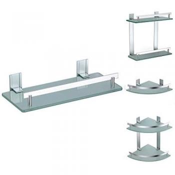 MSV Estante DE Aluminio Y Vidrio TABARCA 30X13 CM, Cromado, 30x30x13 cm