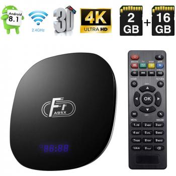Android TV Box, Android 8.1 TV Box Amlogic S905W Quad-Core Cortex-A53 2GB RAM 16GB ROM Android Box Soporte 2.4G WiFi Ethernet 4K 3D con Control Remoto