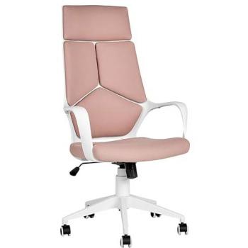 Silla de Oficina Giratoria Rosa Melocotón y Blanca con Asiento Ajustable y Respaldo Reclinable