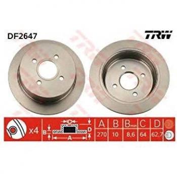 Disco de freno TRW DF2647, trasero, sólido, 1 pieza