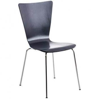 Silla Apilable Ergonomica Aaron con Asiento de Madera en Color Gris