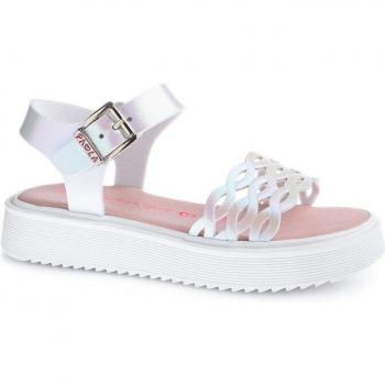 Pablosky - Sandalias de niña de materiales reciclados en color plata con hebilla