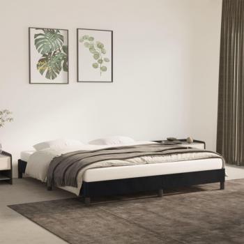 Cama de terciopelo gris claro con estructura para colchón 160x200 cm y pendientes negras de terciopelo 160x200 cm