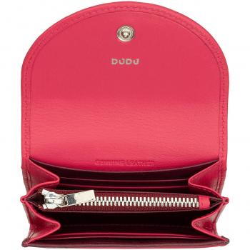 Cartera pequeña de mujer Dudu de piel con solapa y cremallera interior, mini cartera slim de cuero genuino con cierre de botón y diseño colorido, compacta