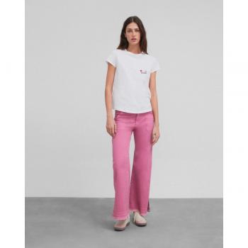 Silbon - Pantalón culotte de mujer liso de tiro medio con bolsillos en color rosa