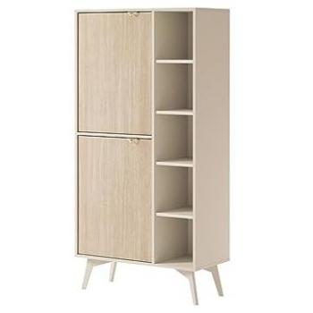 Estantería Lima P103, con 2 puertas, aglomerado laminado, color beige, 160 x 80 x 38 cm