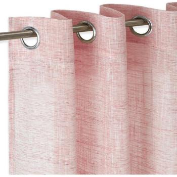Cortina visillo semitransparente con anillas ojales metálicas 140x260 cm color rosa