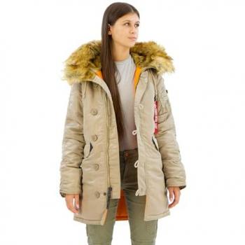 Alpha Industries Women's N-3B VF 59 Beige Parka Jacket Regular Fit L