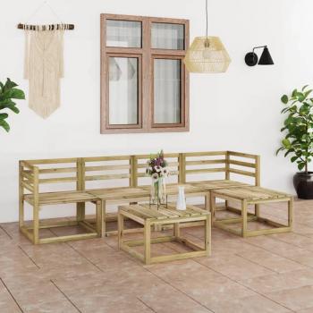 Set de muebles de jardín 6 piezas en madera de pino impregnada verde