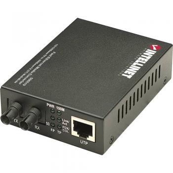 Intellinet 100Mbps Fast Ethernet ST Multimode Media Converter, 10/100Base-TX to 100Base-FX, 2km, 1310nm