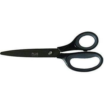 Plus Office 040678 - Tijera Curve Teflón, 215 mm color Gris Cuchilla Negro