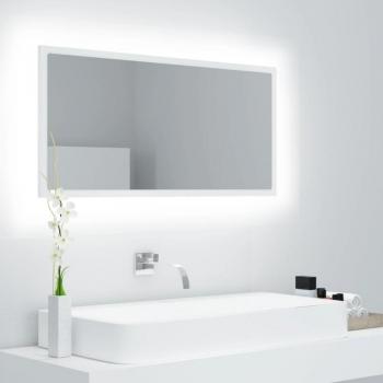 LED Bathroom Mirror Acrylic White 90x8.5x37 cm