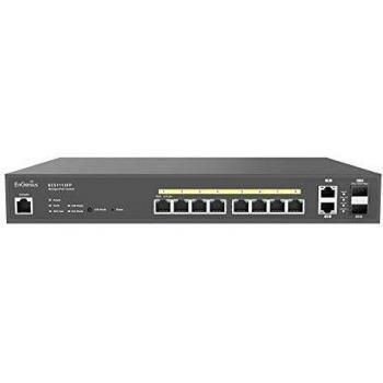 EnGenius ECS1112FP 10-Port Gigabit Managed Switch with 8 PoE Ports (130W) and 2 SFP Slots, Cloud Control