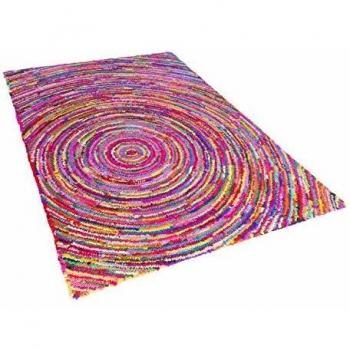 Alfombra Multicolor de Algodón 140 x 200 cm Rectangular Patrón Abstracto Tejida a Mano Boho Malatya