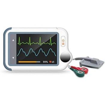 ViATOM Checkme Lite Plus ECG Portátil Profesional con Oxímetro de pulso, Pegistro Simultáneo de 20s ECG y SpO2, Oxímetro para Bebés, Monitor de ECG Móvil con Bluetooth para App iOS y Android