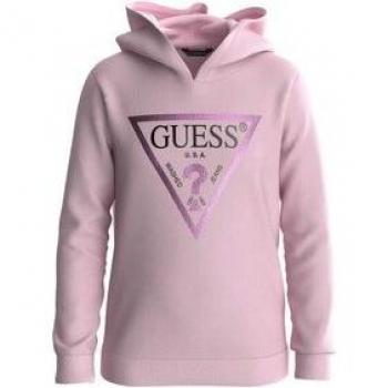 Guess Kids Fleece Logo Hoodie Sweatshirt in Pink