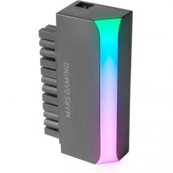 Mars Gaming MCA-L24 Adaptador ATX 24 Pin a 90° con Iluminación ARGB 5V 3-PIN, Plug & Play, Compatibilidad Universal, Negro
