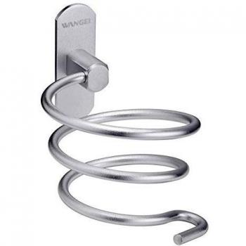 Wangel Soporte de Pared para Secador de Pelo, Pegamento Patentado + Autoadhesivo, Aluminio, Acabado Mate, Barbershop