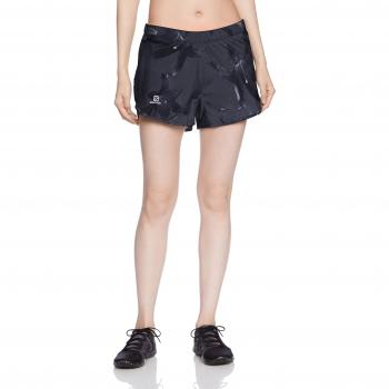 Salomon shorts para running, agile short, tafetán, gris