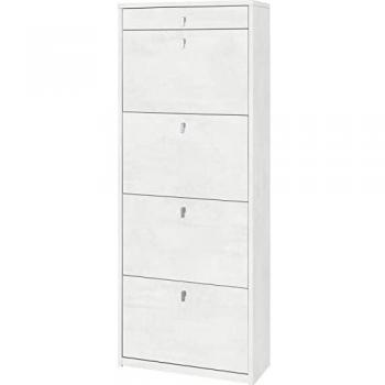 Zapatero con cuatro puertas y un cajón superior en color Óxido Blanco 63x29x164 cm