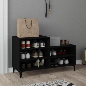 Mueble Zapatero de Madera Contrachapada, Color Negro, Dimensiones 102x36x60 cm