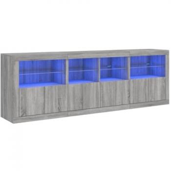 Aparador con luces LED gris Sonoma 202x37x67 cm