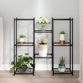 vidaXL Flower Stand 83x25x80 cm Black Iron