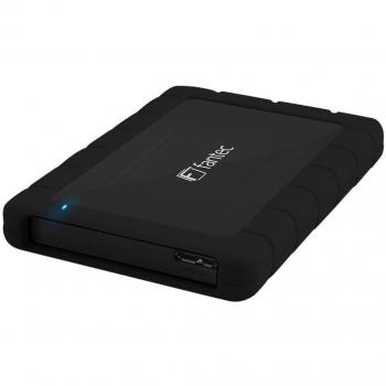 Caja externa FANTEC AluPro U3 2.5 USB 3.0 con cubierta protectora y diseño de aluminio negro