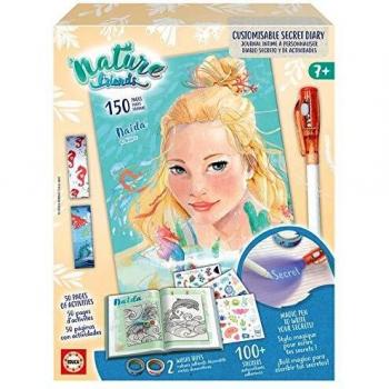Educa - Nature Friends Manualidades Diario Secreto Personalizable Naida, 150 páginas, Incluye ahesivos, washitape y bolígrafo mágico, a Partir de 7 años
