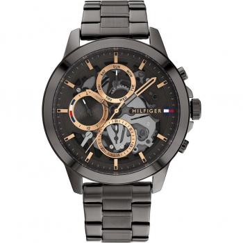 Tommy Hilfiger 1710479 Men's Watch - Quartz movement, stainless steel case, brown leather strap, round dial, water-resistant up to 30 meters, date display feature