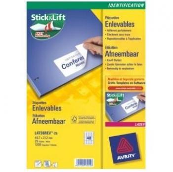 Etiquetas Avery Despegables Ecológicas Certificadas FSC para Impresoras Láser 45,7x21,2 mm