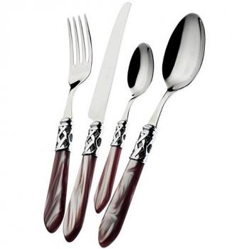 Set de Cubiertos Bugatti Aladdin 24 Piezas Acero Inoxidable 18/10 con Mango de Nacar y Garantía Lavavajillas