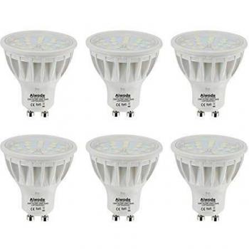 Aiwode Regulable Bombilla GU10 LED Equivalente a 50W Blanco Cálido 2700K RA85 600LM 120°Ángulo de haz,Paquete de 6.