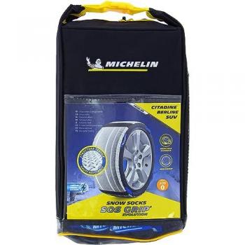 Cadenas de Nieve Textiles Michelin SOS GRIP EVO 0, características: fundas de nieve para neumáticos, diseño fácil de instalar, adecuado para vehículos ligeros y SUV, alta tracción en condiciones invernales