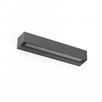 Aplique de jardín Doro-20, cuerpo de aluminio, difusor de cristal templado, 2 bombillas, dimensiones 7.9 cm, color gris, ancho 38 cm