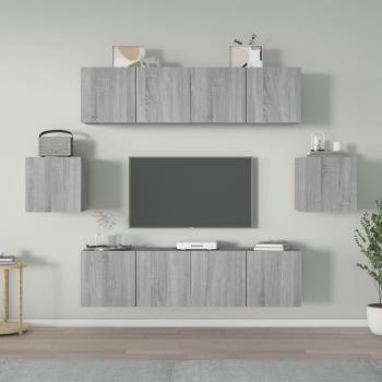 Set de Muebles para TV 6 Piezas en Madera Contrachapada Gris Sonoma