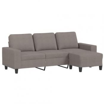 Sofá de 3 plazas con taburete de tela gris taupe 180 cm